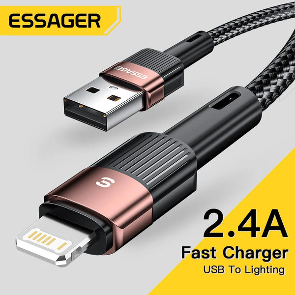 Essager USB Cable For iPhone 14 13 12 11 Pro Xs Max X Xr 8 7 6 Fast Charging Data Line Charger For iPad Mobile Phone Wire Cord