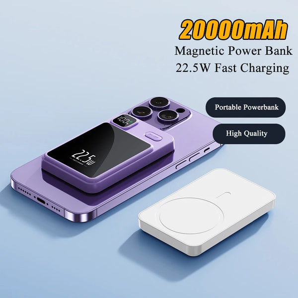 20000mAh Power Bank Magnetic Qi Wireless PowerBank for iPhone 14 13 Huawei Xiaomi Portable Charger 22.5W Fast Charging Powerbank