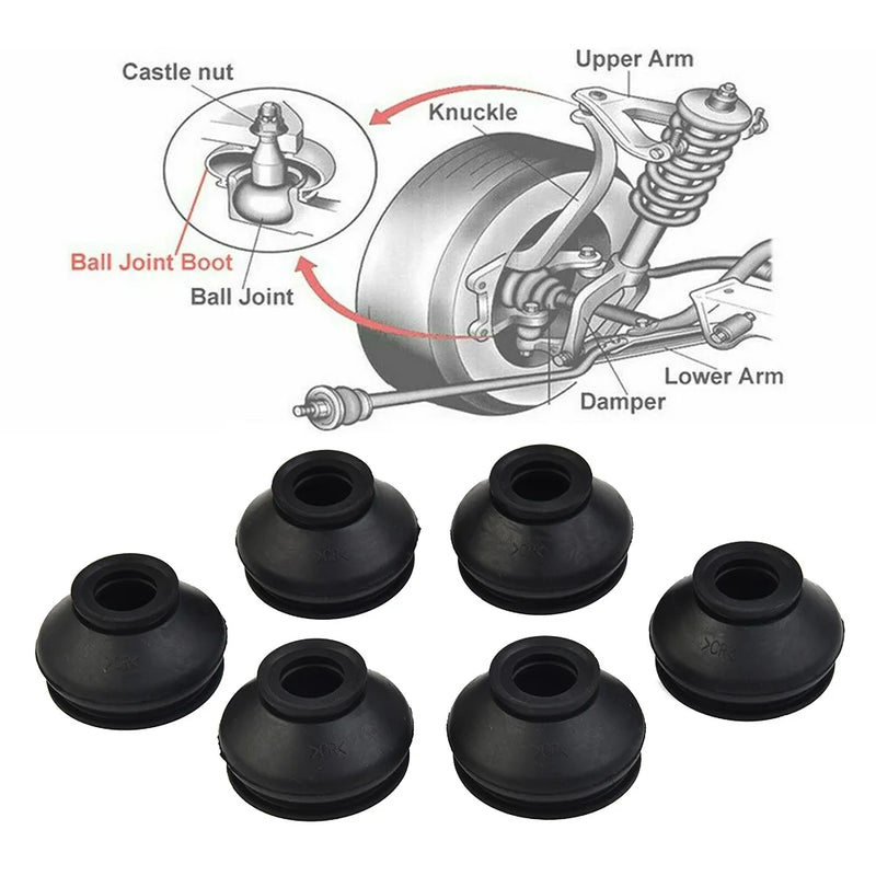 6Pcs Ball Joint Boot Dust Boot Covers Rubber Black Universal Car Truck Suspension Steering Parts Accessories Replacement