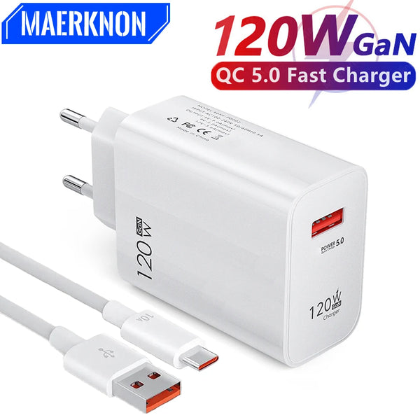 120W USB Charger Fast Charging Mobile Phone Power Adapter For iPhone Huawei Samsung Xiaomi Quick Charge EU/US Plug Wall Charger