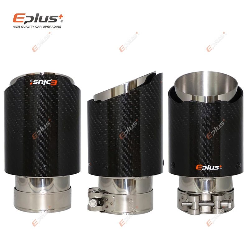 EPLUS 1 to 2pcs Car Silencer Stainless Exhaust System Electric Valve Control Exhaust Pipe Kit Adjustable Valve Angle Carbon Tip