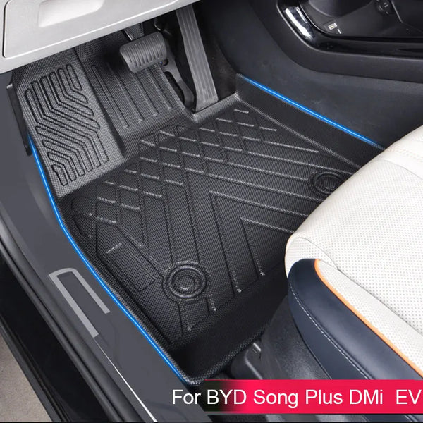 For BYD Song Plus DM-i EV 2021- 2023 Car Floor Mats Waterproof Non-slip Foot Pad  Fully Surrounded Left-hand Drive Car Accessory