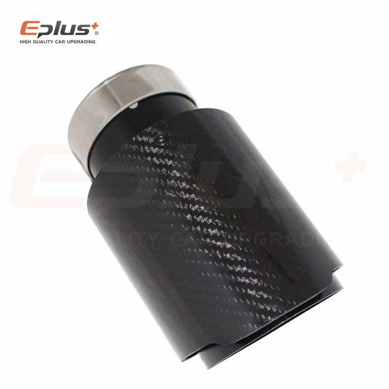 Car Carbon Fibre Glossy Exhaust System Muffler Pipe Tip Straight Universal Black Stainless Mufflers Decorations For Akrapovic