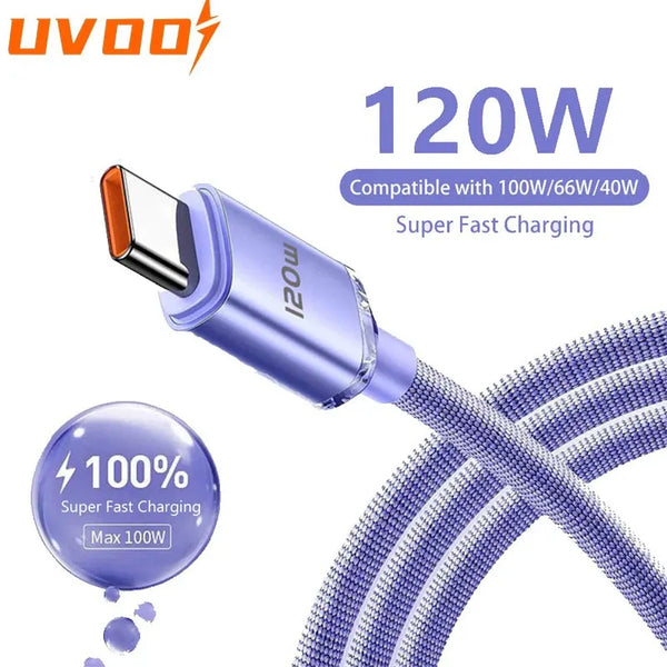 120W 6A USB A To Type C Cable For Huawei Xiaomi Samsung S23 Realme Mobile Phone Fast Charge Type C Cables Quick Data Charger