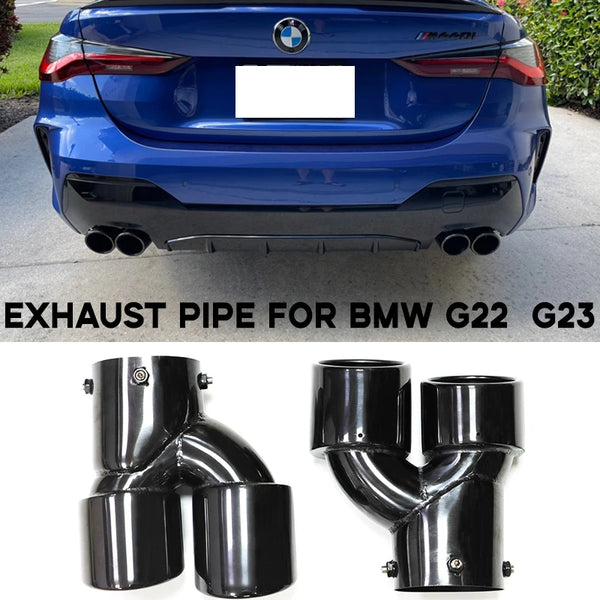 Car Quad Exhaust Tip For BMW G22 G23 G26 M440i 2021 2022+ Dual M Exhaust Pipe Muffler Tip Exhaust System Nozzle Tailpipe