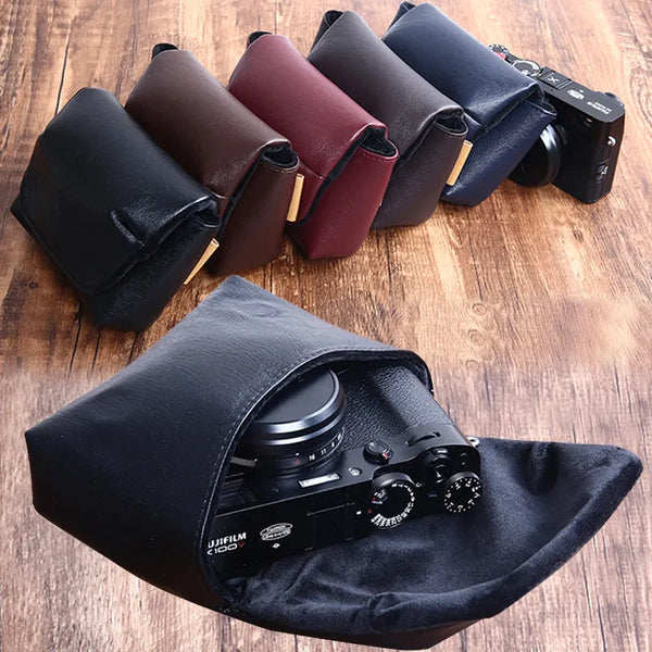 PU Leather Camera Bag Soft Case Cover for Fujifilm X100V X100F X100T X100S XF10 X30 X10S X70 Leica DUXL X X2 Canon G7XIII G5XII