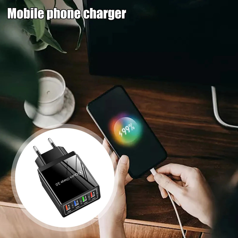 100W USB Charger Phone Charger QC 3.0 4Ports Fast Charging Adapter For I-Phone 13 12 11 Samsungs HuaweiP30 P50 Usb Chargeur
