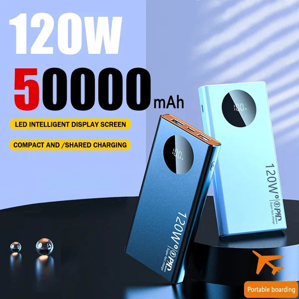 120w Super Fast Charging 50000mah Power Bank Phone Accessories  Sufficient Capacity Mobile Power External Battery For Iphone