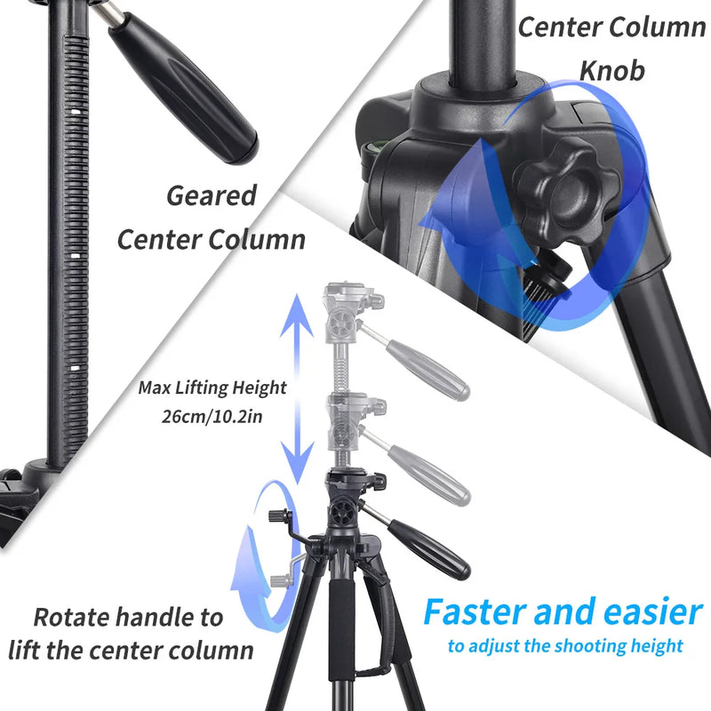 INNOREL RT20 184cm Height Camera Tripod Lightweight Travel Professional Stand for DSLR Cellphone Camcorder Gopro Fill-in Light