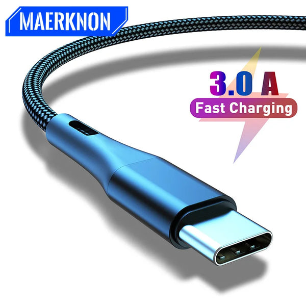 3A Fast Charging Type-C USB C Cable For Samsung S20 S10 Xiaomi huawei USB-C Cord Mobile Phone Cables Quick Charge 3.0 data cable