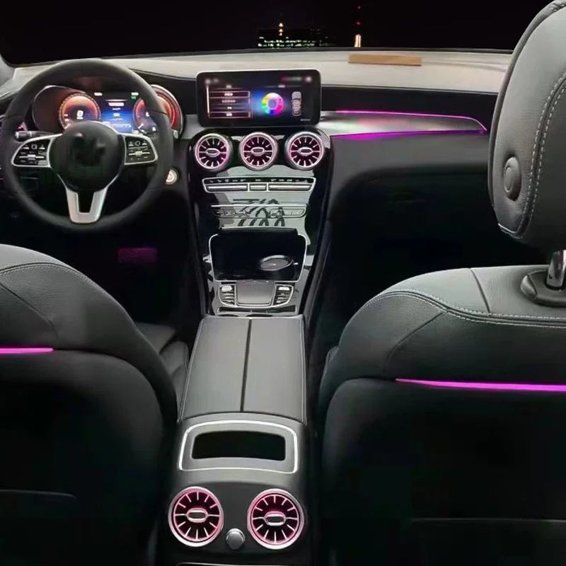 Ambient light For Mercedes-Benz C/GLC X253 W205 2014-22 Passenger Atmosphere Lamp Co-pilot Led Neon Ambient Light 3/12/64 Colors