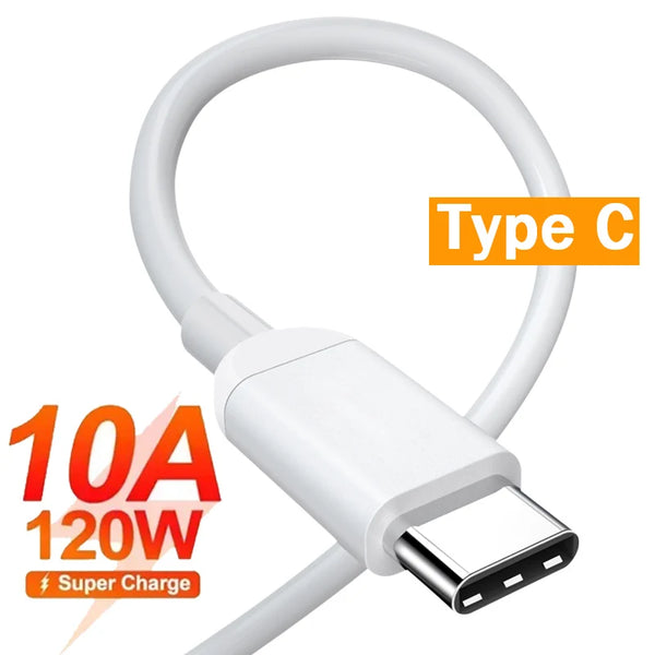 10A 120W Quick Charging USB Type C Cable Date Line for Samsung Xiaomi Huawei P30 Pro Mobile Phone Wire Cord USB C Cables