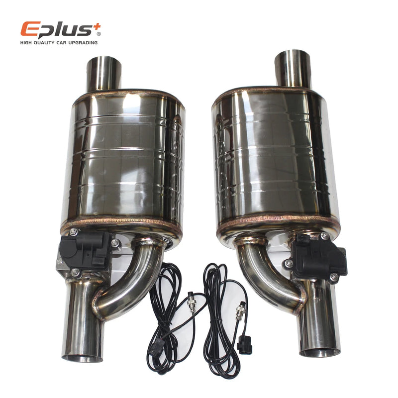 EPLUS 1 Pair 2pcs Car Exhaust System Electric Valve Control Exhaust Pipe Kit Adjustable Valve Angle Silencer Stainless Universal