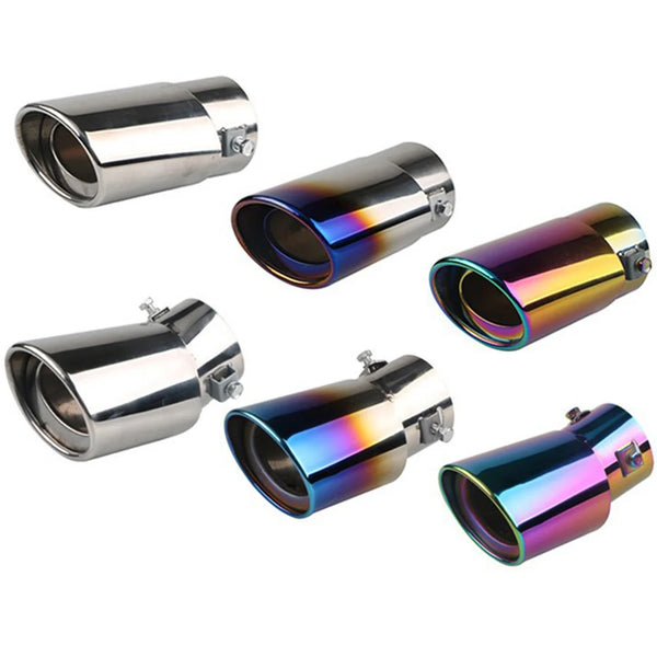 Car Exhaust Muffler Tip Single Outlet Stainless Steel Car Tail Rear Chrome Exhaust System Universal Tail Muffler Tip Pipe
