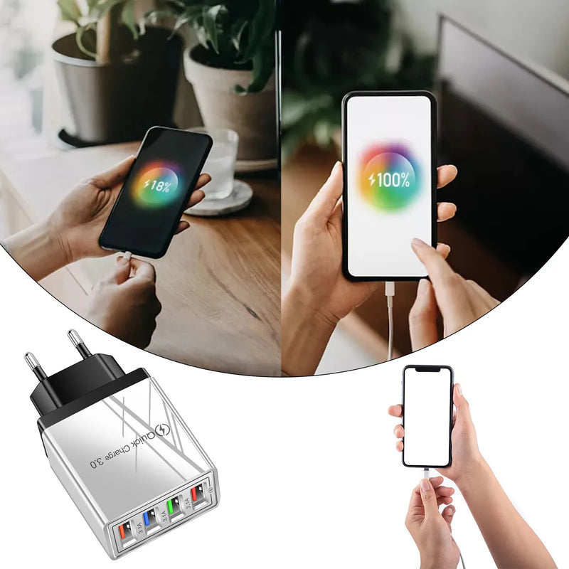 100W USB Charger Phone Charger QC 3.0 4Ports Fast Charging Adapter For I-Phone 13 12 11 Samsungs HuaweiP30 P50 Usb Chargeur