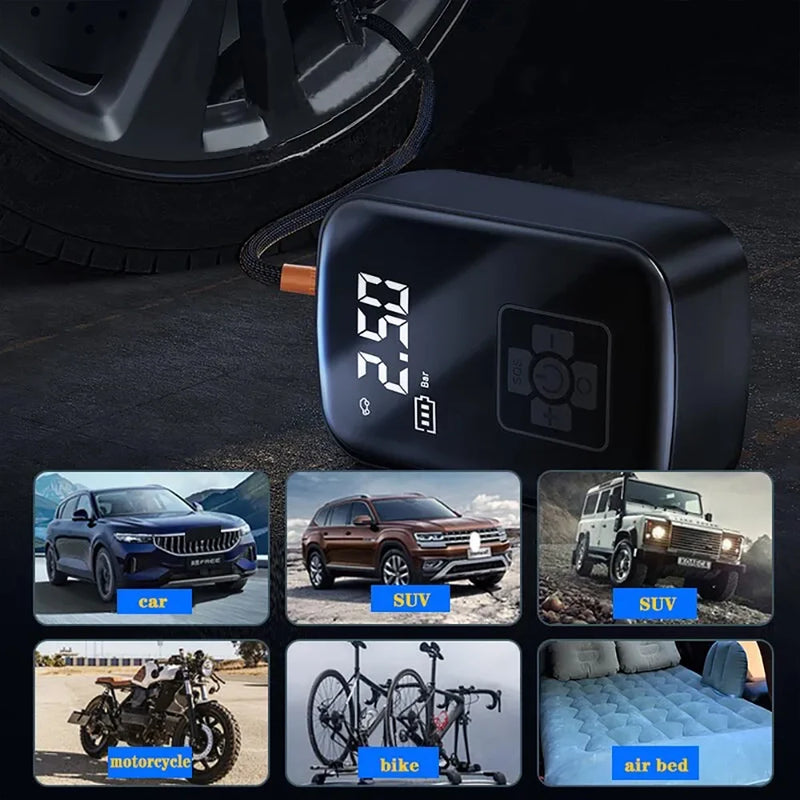 Car WiredWireless Inflator Portable Car Tyre Pump Electric Tyre Inflator Pump Motorcycle Bike Car Tyre Inflator Pump