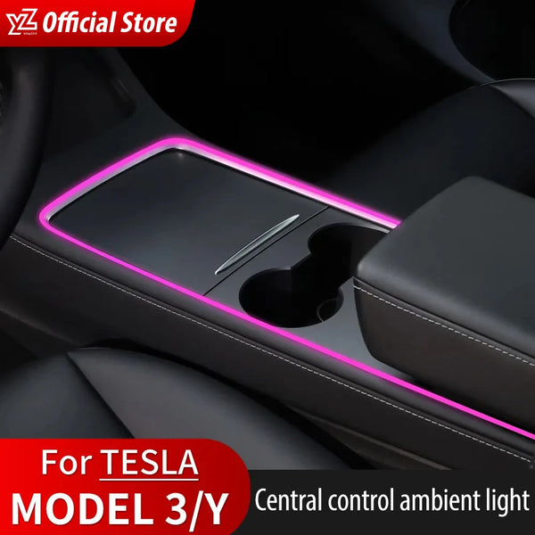 YZ For Tesla Model Y/3 2021-2023 Center Console Dashboard Ambient Lights LED Strips Neon Lighting Center Tesla Accessories