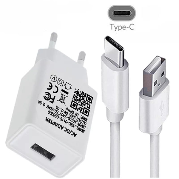 USB Power Adapter 5V 2A Phone Charger Type C Cable For Samsung Galaxy S22 S21 S20 S10 S8 S9 Note 20 10 9 8 Plus Wall Charger