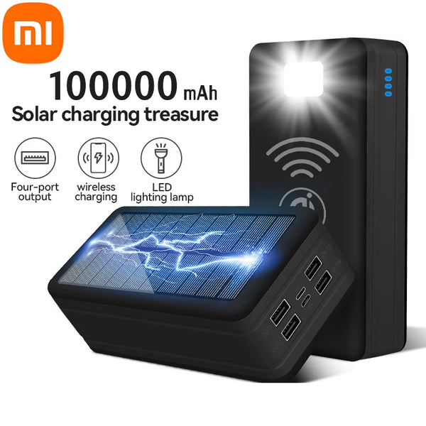 Xiaomi Solar Power Bank 100000mAh Solar Charging Mobile Phone Wireless Charging Large Capacity External Battery Fast Charging