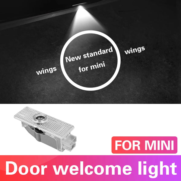 2pcs Car Door welcome light Laser Projection Ghost Shadow Lamp Warning Ambient Light For Mini Cooper JCW R55 R56 R60 F55 F56