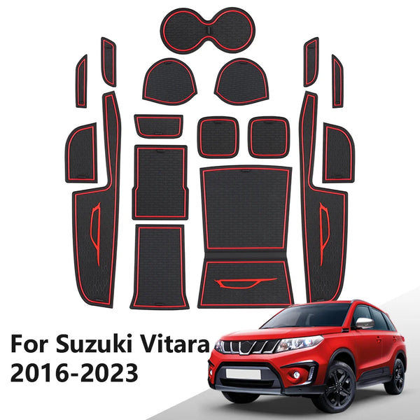 Car Door Groove Mat for Suzuki Vitara 2016 2017 2018 2020 2021 2022 2023 Door Slot Pad For Car Cup Holder Cushion Non-slip
