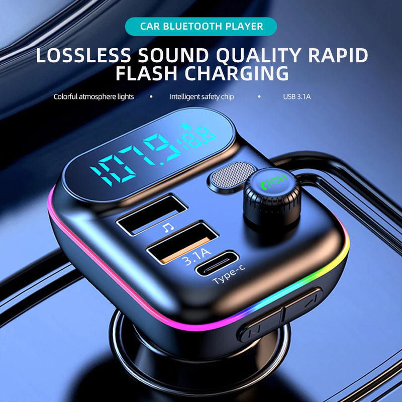 Car Charger FM Transmitter Fast Charging PD QC3.0 USB C Car Phone Charger Type C Adapter in Car For iphone Samsung Huawei Xiaomi