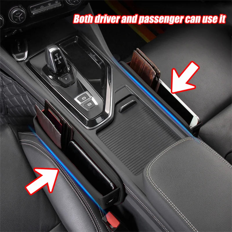 Car Seat Crevice Storage Box PU Leather Cars Console Side Pocket Seat Crevice Organiser Phone Card Bag Key Storage Accessories