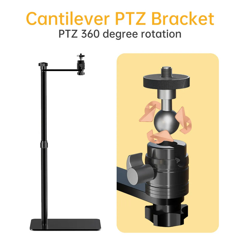 128cm/50Inch Floor Projector Support Stand Metal Holder Multi-angle Adjustable 360 PTZ Rotating Projector Bracket for Film Video