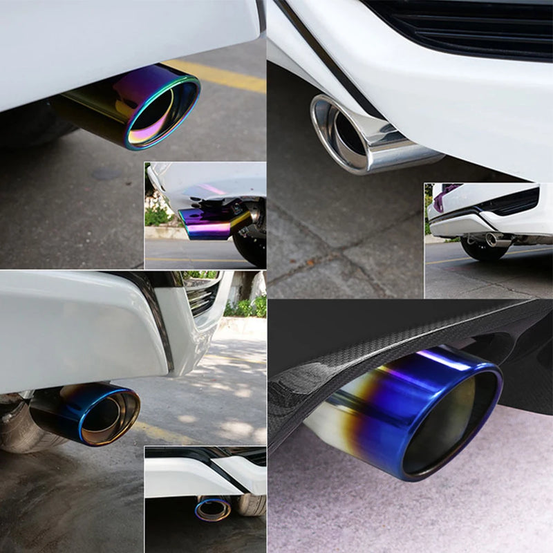 Car Exhaust Muffler Tip Single Outlet Stainless Steel Car Tail Rear Chrome Exhaust System Universal Tail Muffler Tip Pipe