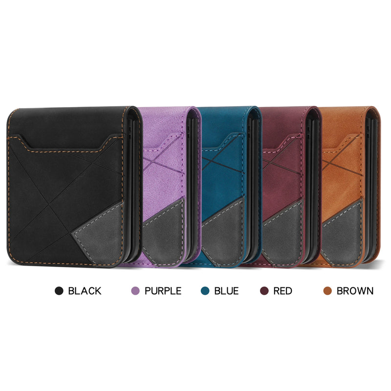 Z Flip5 Flip4 Leather Wallet Case For Samsung Galaxy Z Flip 5 4 3 5G Luxury Card Holder Phone Bag Flip Book Cover Funda Etui