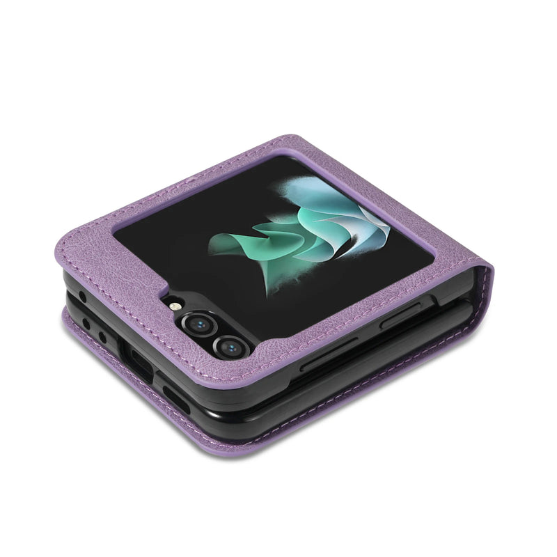 Z Flip5 Flip4 Leather Wallet Case For Samsung Galaxy Z Flip 5 4 3 5G Luxury Card Holder Phone Bag Flip Book Cover Funda Etui