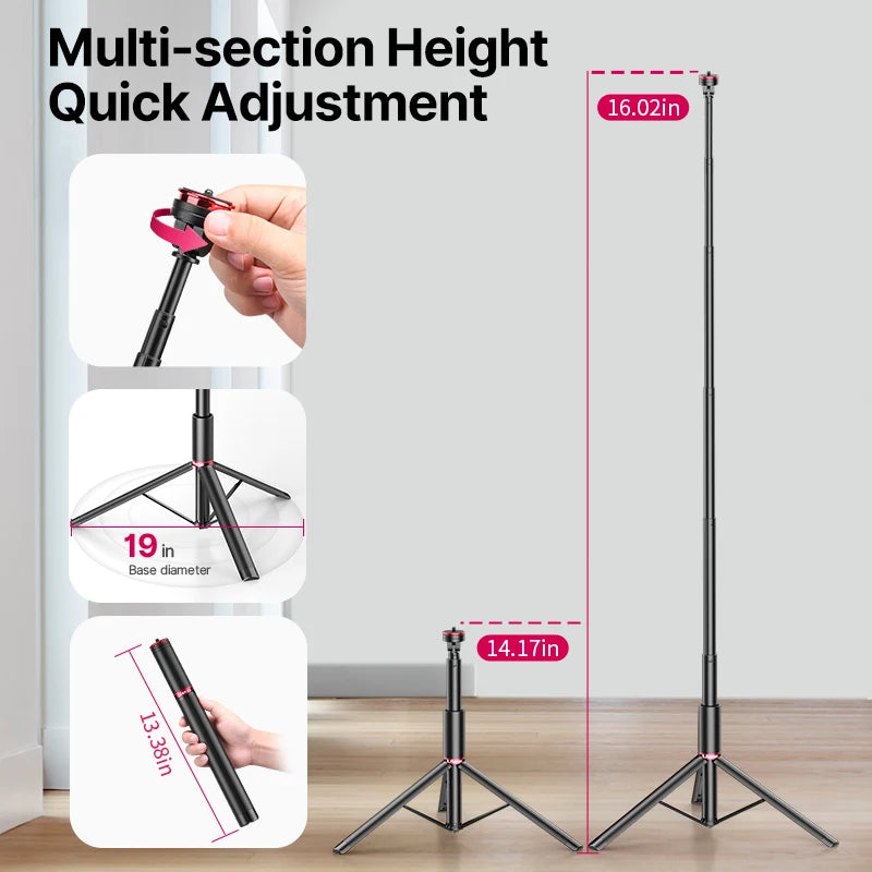 ULANZI MT-54 Metal Portable Light Stand with Phone Holder Mount Tripod Monopod for Led Video Light Camera Smartphone Projector