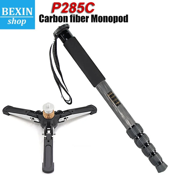 BEXIN P285C Light Professional Carbon Fiber Portable Travel Monopod Bracket Can Stand withTripod Ballhead for Digital SLR Camera