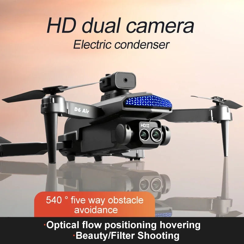 For xiaomi D6 Drone 8K Professional High-Definition Dual Camera Five-Sided Obstacle Avoidance Light Flow ESC Quadcopter Toy