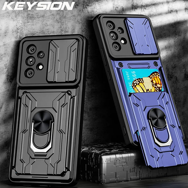 KEYSION Shockproof Case for Samsung A53 5G A33 A73 A52 A72 A32 A22 A12 Card Bag Camera Protection Phone Cover for Galaxy A23 A13