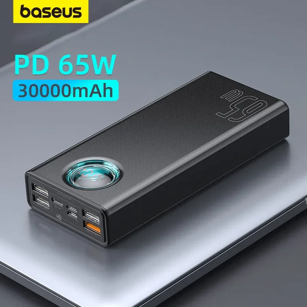 Baseus 65W Power Bank 30000mAh PD Quick Charge FCP SCP Powerbank Portable External Charger For Smartphone Laptop Tablet Macbook