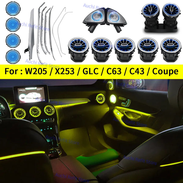 Ambient Light 3/12/64 Colours For Mercedes-Benz C/GLC Class Coupe  W205 C43 C63 X253 LED Vents Speaker Decorative Light Retrofit
