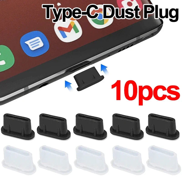 10pcs Type-C Dust Plug USB Charging Port Protector Silicone Anti-dust Plug Cover Cap for Samsung Huawei Xiaomi Phone Dustplug