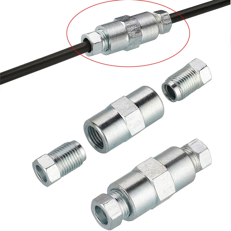 6 Pcs Car Brake Pipe Joint Brake Cable Connector Kit Brake Pipe Way Female Connector For Bell Mouth Of 3/16 Pipe Accessoires