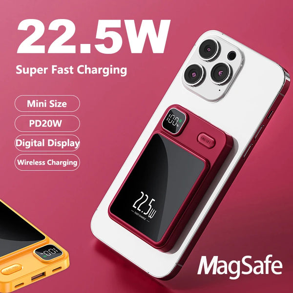 20000mAh Magnetic Qi Wireless Charger Power Bank 22.5W Fast Charging for iPhone 15 14 13 12 Samsung Huawei Xiaomi Mini Powerbank