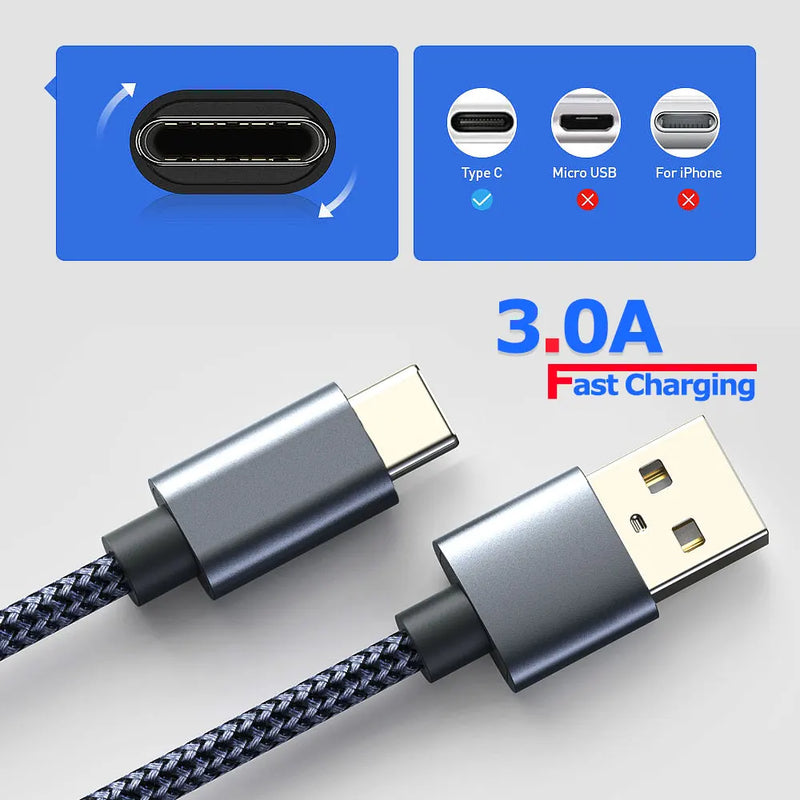 Suntaiho 3PCS USB Type C Cable Fast Charge Data Cord for Xiaomi poco f3 HuaweiP60 Samsung Mobile Phone Charging Wire USB C Cable