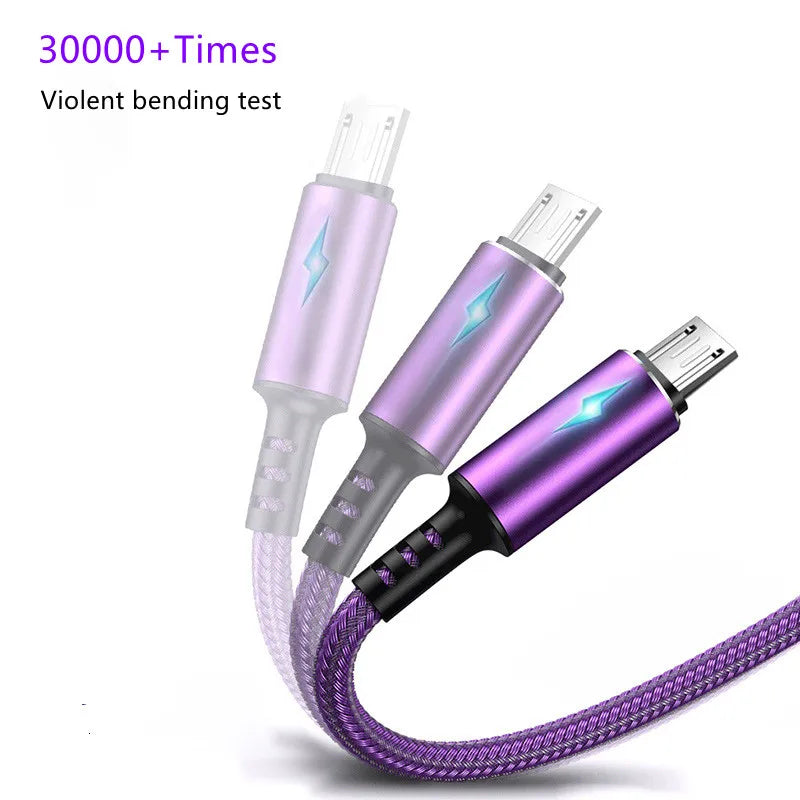 LED USB C Cable Fast Charging TYPE-C  Cable 0.25m 1.2m 2m For Samsung A51 Huawei Xiaomi Cord  For Android Mobile Phone Cables