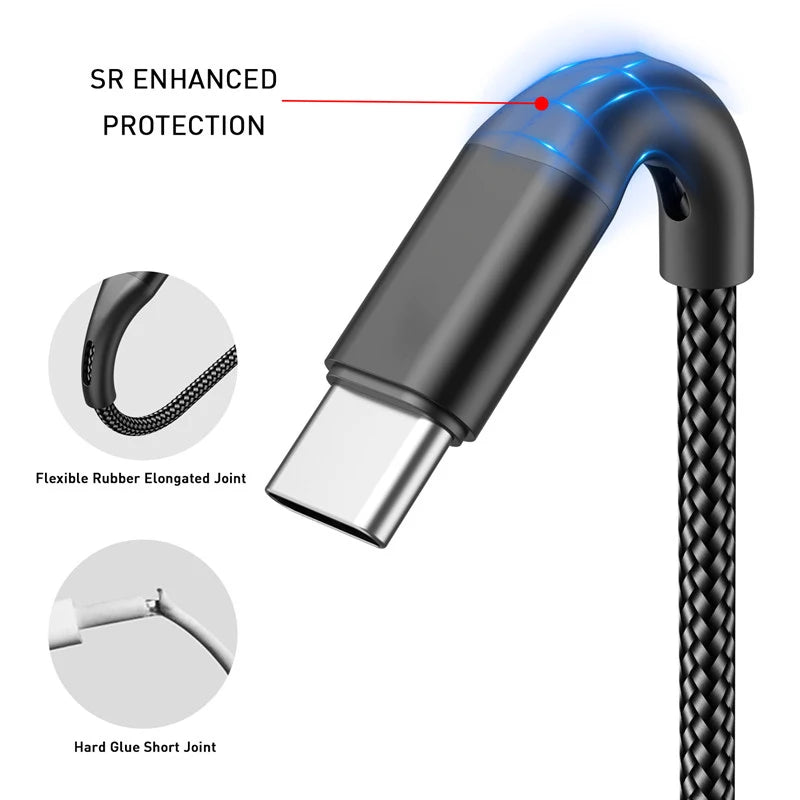 3A Fast Charging Type-C USB C Cable For Samsung S20 S10 Xiaomi huawei USB-C Cord Mobile Phone Cables Quick Charge 3.0 data cable