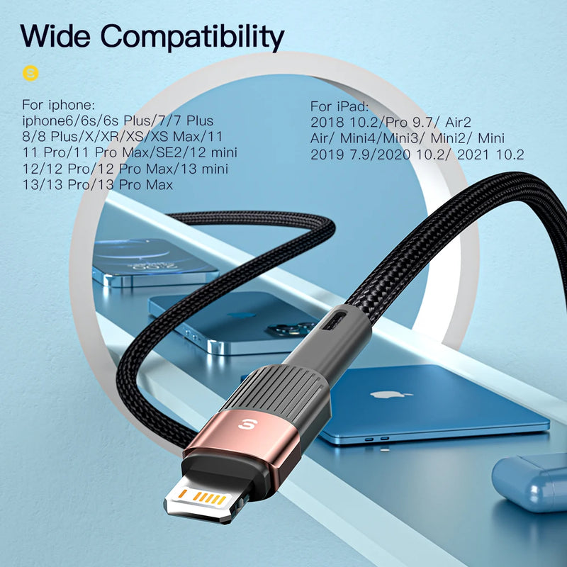 Essager USB Cable For iPhone 14 13 12 11 Pro Xs Max X Xr 8 7 6 Fast Charging Data Line Charger For iPad Mobile Phone Wire Cord